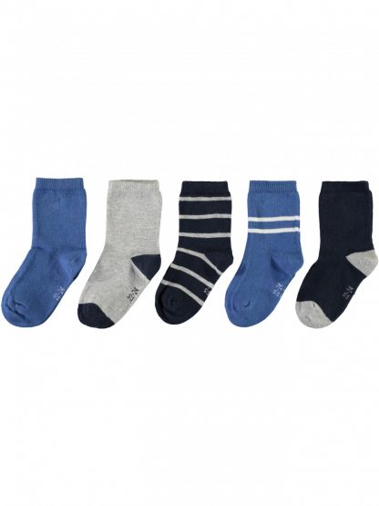 Sokker og strømpebukser 5 pk sokker i bomull, blå – Mio Trend