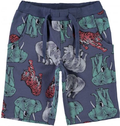 Shorts Animal blå shorts med afrikanske dyr – Mio Trend