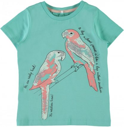 T-skjorter Sanni grønn t-skjorte med fugler – Mio Trend