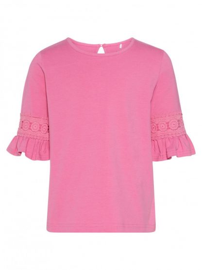T-skjorter Nkfiam rosa topp med blonder på armene – Mio Trend