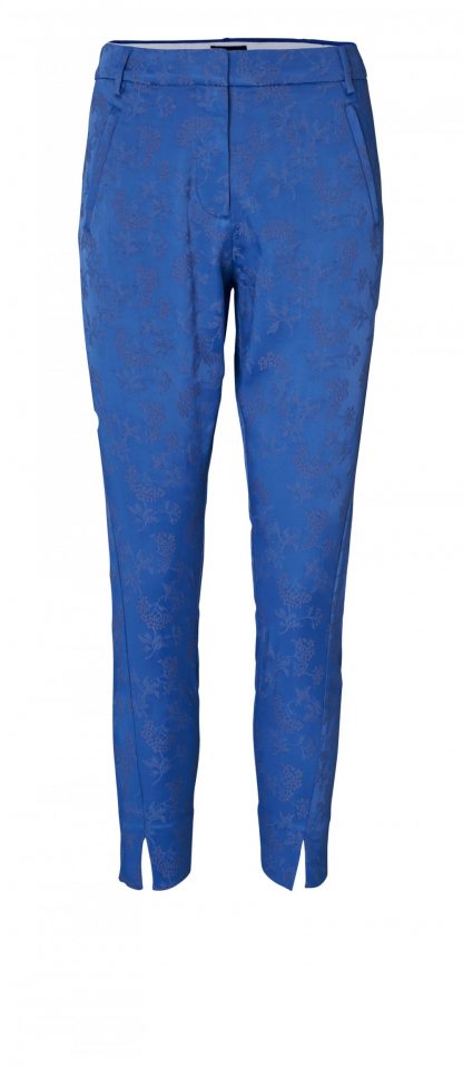 FiveUnits Angelie split blå bukse i jaquard – Mio Trend