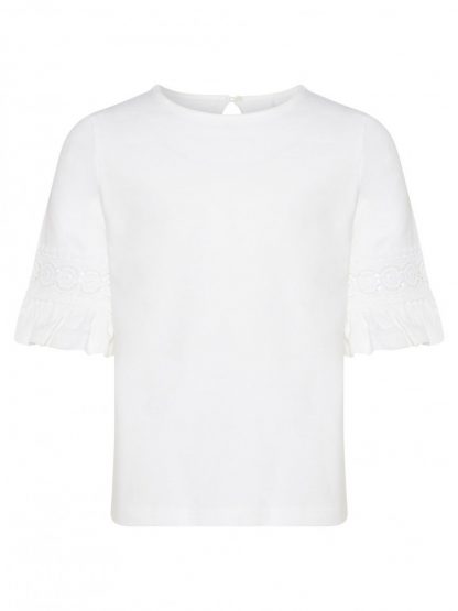 T-skjorter Nkfiam hvit topp med blonder på armene – Mio Trend