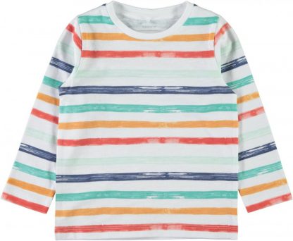 Name It Ganton genser med tynne striper i orange og blått – Mio Trend