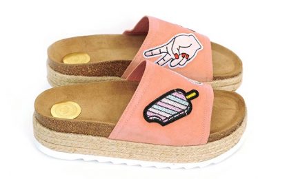 Maison Shoeshibar Airi, rosa sandaler med tøffe merker – Mio Trend