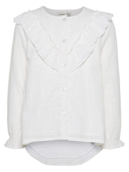 Name It Garsilla hvit bluse med rysjer – Mio Trend