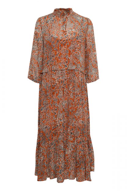 Salg Maida orange lang kjole – Mio Trend