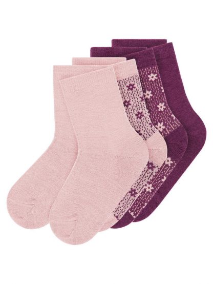 Tynne lilla ullsokker til barn – Ull Wak 4pk ullsokker, lilla – Mio Trend