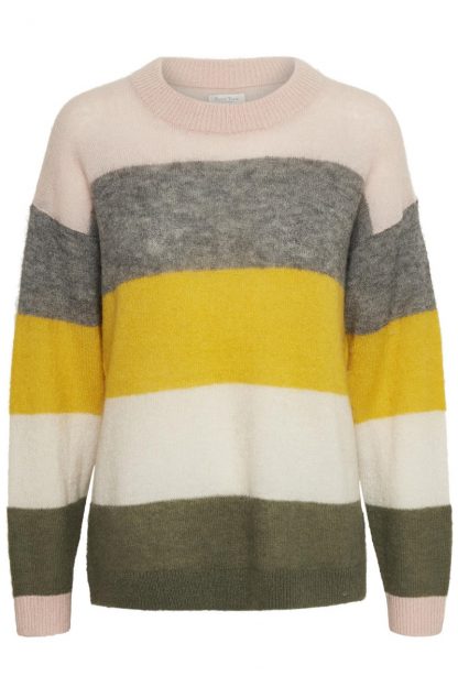 Genser fra Part Two, stripete ullgenser – Salg Mibby gul stripete genser – Mio Trend