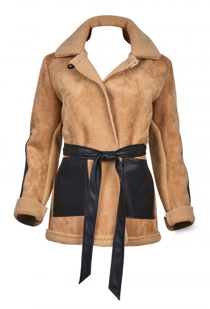 Semsket brun skinnjakke, Rue de Femme – Rue de Femme Olivia brun jakke i skinn-look! – Mio Trend