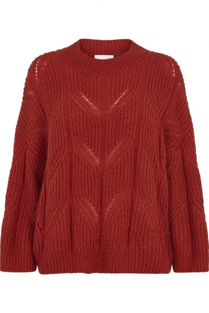 Rød ullgenser fra Second Female – Second Female Pomme knit-o neck – Mio Trend