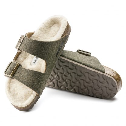 Birkenstock grønn sandal med pels Arizona – Mio Trend