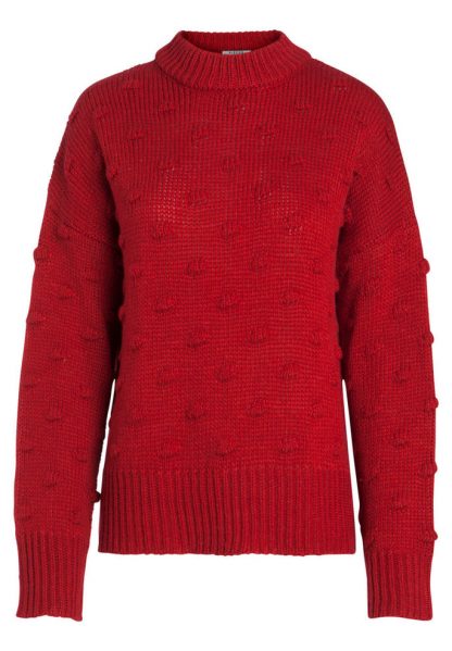 Rød genser med høy hals – Pieces rød strikkegenser  – Mio Trend