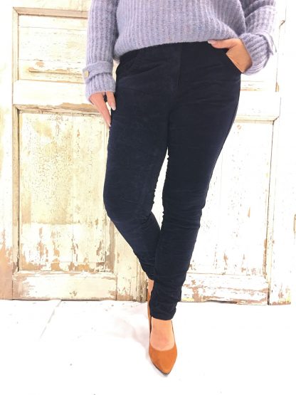 Bianco bukse i mørke blå fløyel – Bianco Jeans marineblå fløyelsbukse – Mio Trend