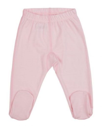 Joha ullundertøy til baby – Ull stillongs i ull og bambus med fot rosa – Mio Trend