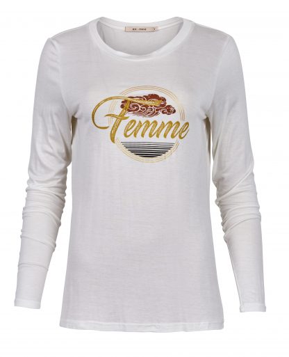 Rue de Femme tynn hvit genser – Rue de Femme tynn genser med lange armer, Sky – Mio Trend