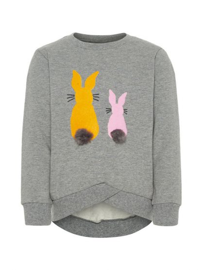 Name It kaningenser, grå – Name It grå collegegenser med kanin – Mio Trend