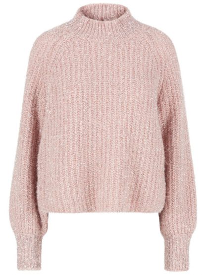 Kort rosa genser fra YAS – Y.A.S rosa genser med glitter – Mio Trend