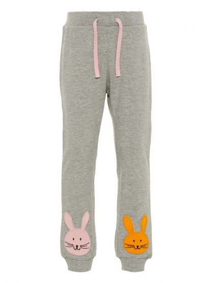 Joggebukse til jente, grå – Name It grå joggebukse med kaniner – Mio Trend