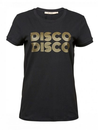 Sort t-skjorte med gullprint – Rue de Femme sort t-skjorte med Disco! – Mio Trend