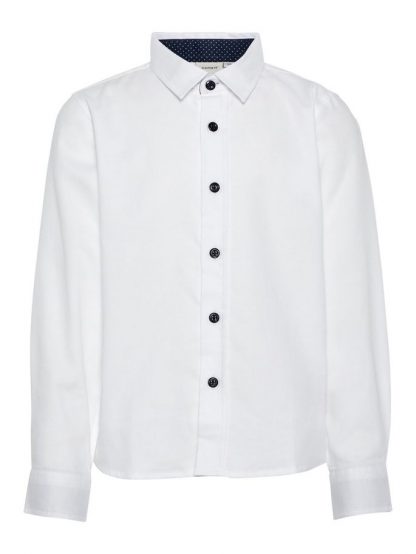 Hvit skjorte til barn – Skjorter og vester hvit penskjorte med blå knapper – Mio Trend