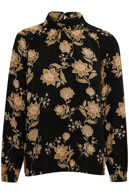 Part Two sort bluse – Salg sort bluse med blomster Nanette – Mio Trend