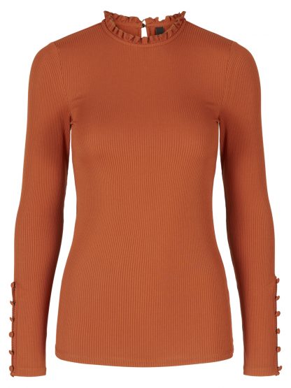Oransje smal genser – Y.A.S genser med knapper på armene – Mio Trend