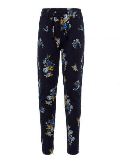 Name It jentebukse – Name It blå bukse med blomster – Mio Trend