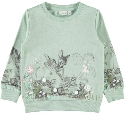 Name It Bambi genser, grønn – Name It mintgrønn genser med Bambi – Mio Trend