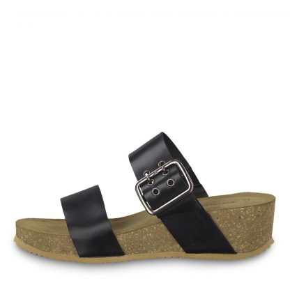 Tamaris sandal sort skinn – Tamaris Slip-in sandal i sort skinn  – Mio Trend