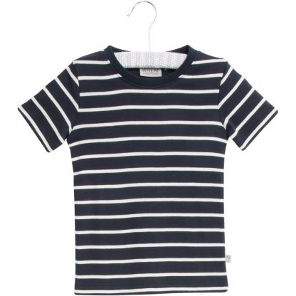 Wheat t-skjorte blå – Wheat marineblå t-skjorte med striper Wagner – Mio Trend