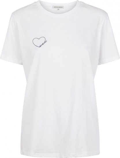 Second Female hvit t-skjorte – Second Female hvit t-skjorte Amour – Mio Trend