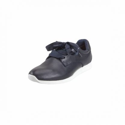 Tamaris navy sneaker skinn – Tamaris Blå sneaker i skinn – Mio Trend