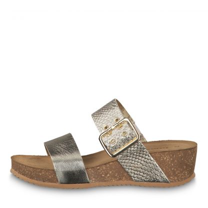 Tamaris slip-in sandal – Tamaris skinnsandal med gull – Mio Trend