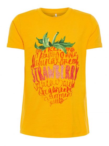 T-skjorte fra Name It – T-skjorter gul t-skjorte med jordbær – Mio Trend