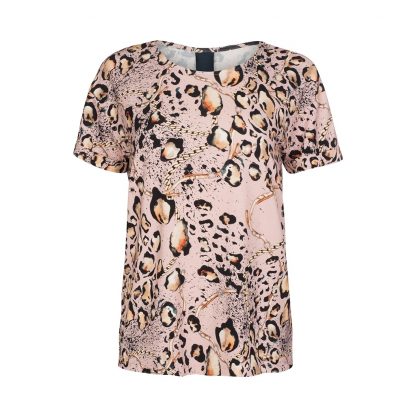 T-skjorte leopardmønster – Luxzuz One Two rosa t-skjorte med mønster – Mio Trend