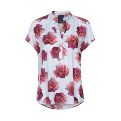 Bluse uten armer – Luxzuz One Two Kika bluse med rosa blomster – Mio Trend