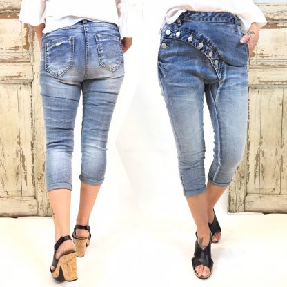 Bianco shorts lang – Bianco Jeans capribukse med skråknapper Branson lys – Mio Trend