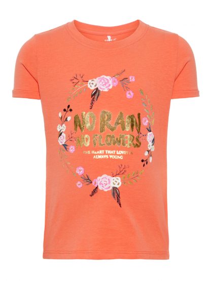 Name It t-skjorte – T-skjorter corall t-skjorte med blomster – Mio Trend