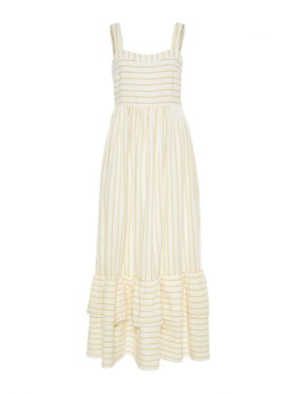 Gul sommerkjole Yas – Y.A.S kjole med gule striper, Yasfina – Mio Trend