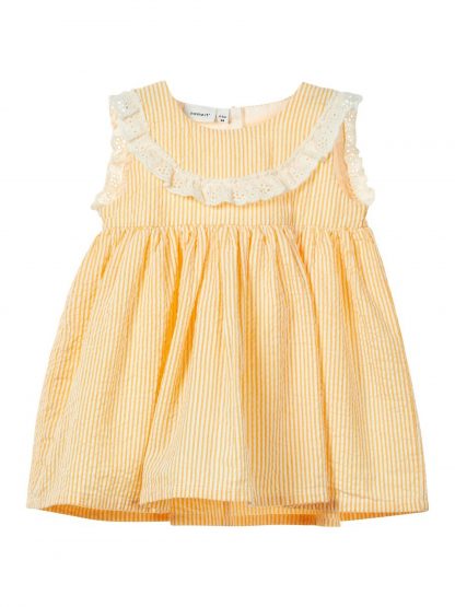 Gul sommerkjole baby – Name It gul kjole med striper – Mio Trend