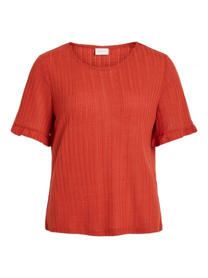 Vila rød t-skjorte – Vila rød topp Viflori – Mio Trend