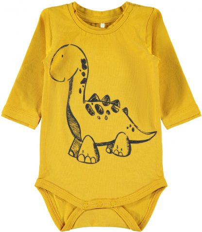 Oransje body baby Name It – Name It oransje body med Dinosaurus – Mio Trend