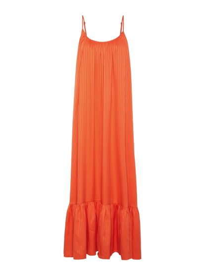 Oransje lang kjole