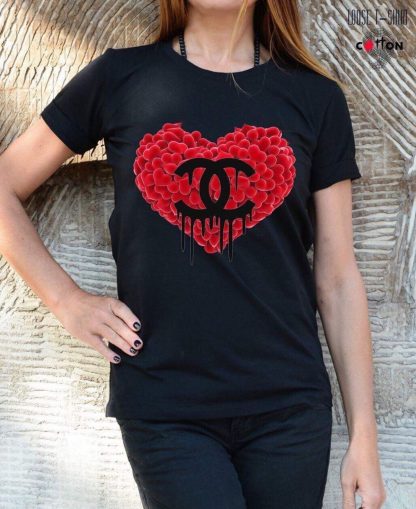 Chanel t-skjorte sort – Pusher Agency sort t-skjorte Chanel Heart – Mio Trend