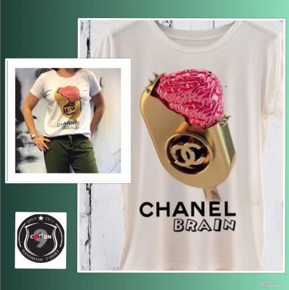 Hvit Chanel t-skjorte – Pusher Agency hvit t-skjorte Chanel Brain – Mio Trend
