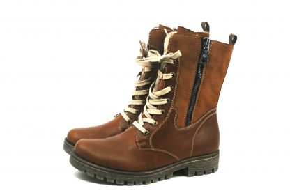 Rieker brune støvler – Støvletter og boots brun høy snørestøvlett med vinterfòr – Mio Trend