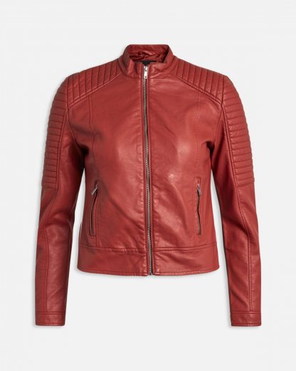 Rød skinnjakke, jakke i imitert skinn Sisters Point – Sisters Point jakke imitert skinn rust Duna – Mio Trend