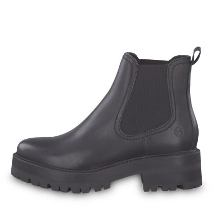 Tamaris boots sort skinn – Tamaris sort boots i skinn – Mio Trend