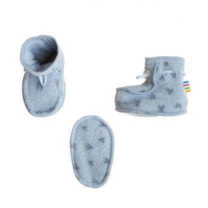 Tykke ullsokker baby, fra Joha – Ull booties i ull lyse blå – Mio Trend