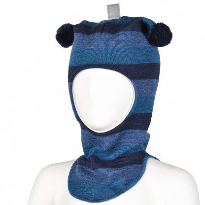 Blå lue Kivat – Kivat stripete ull balaclava blå – Mio Trend